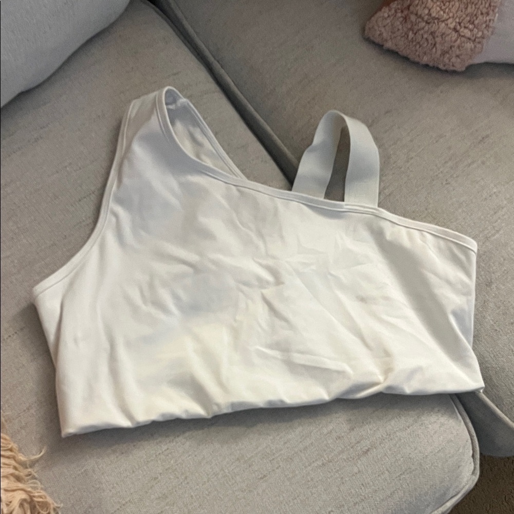 H&M White One-Shoulder Crop Top
